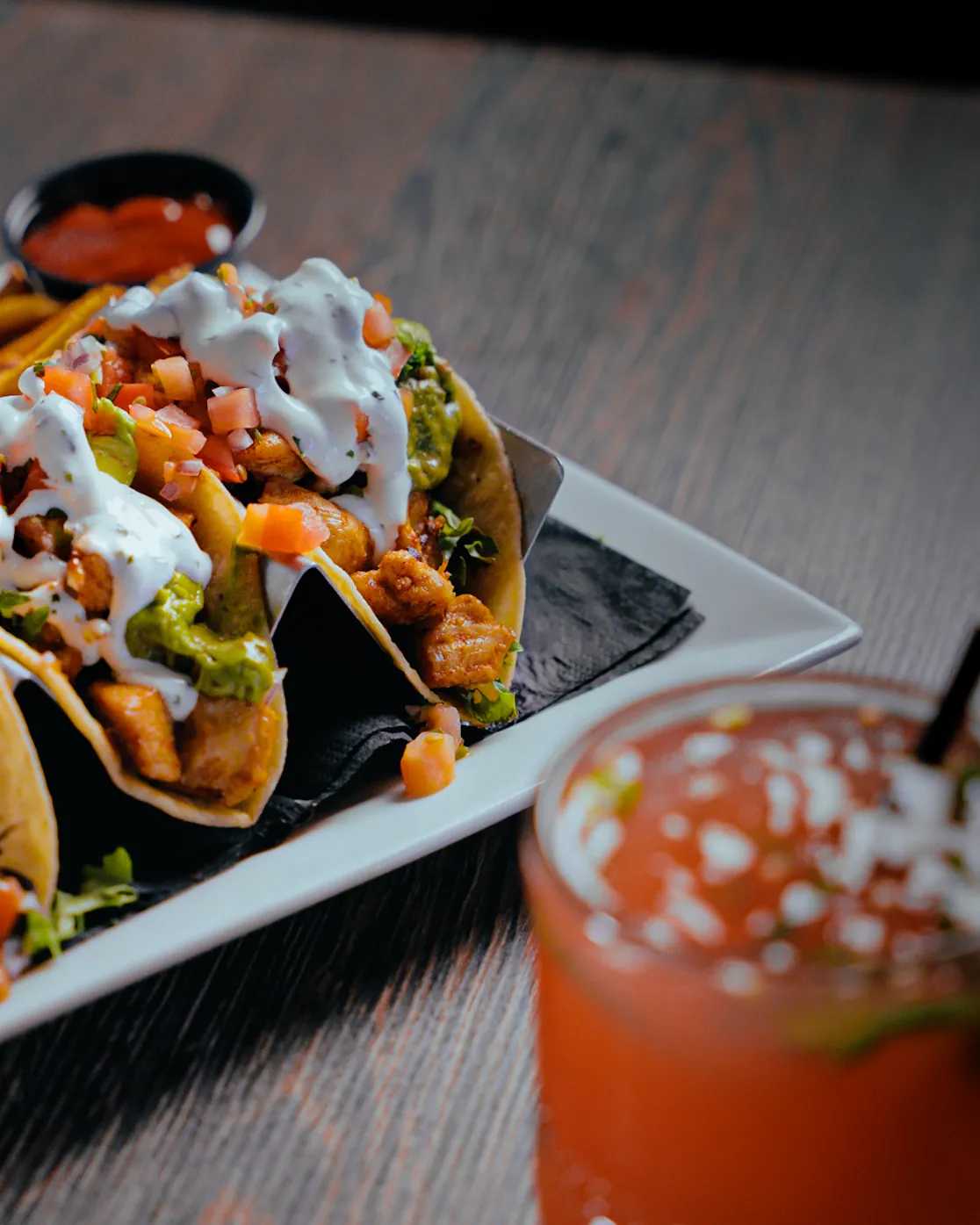GreenHouse chicken tacos with pico de gallo and guacamole in New Hope, PA