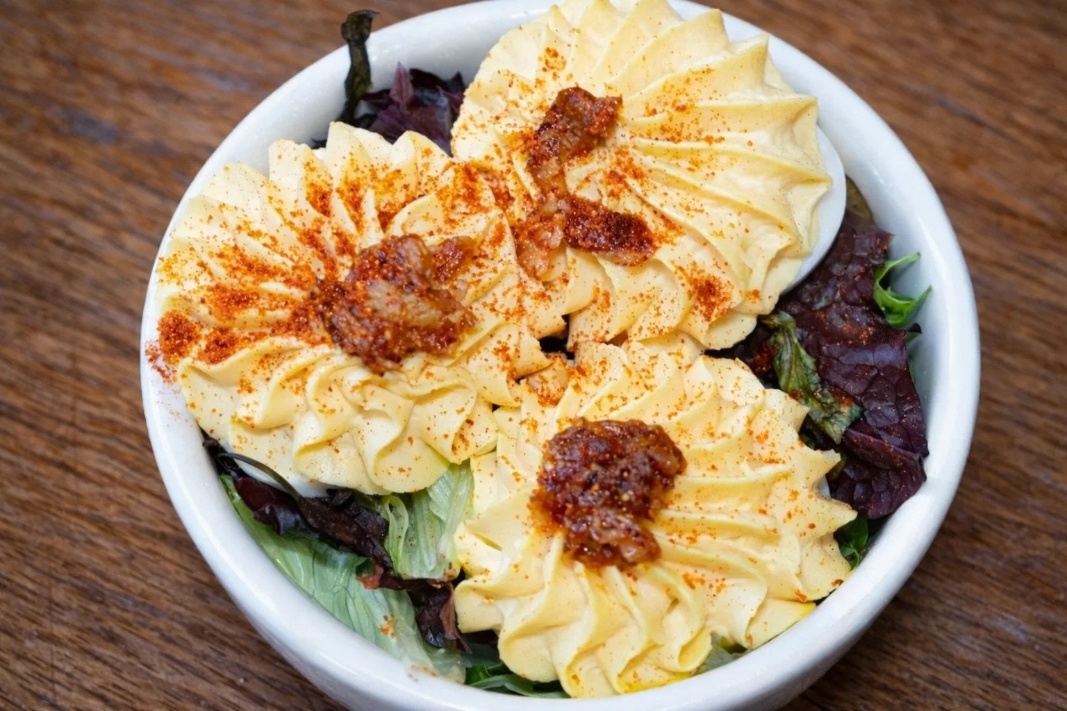 Deviled eggs appetizer at GreenHouse in New Hope, PA