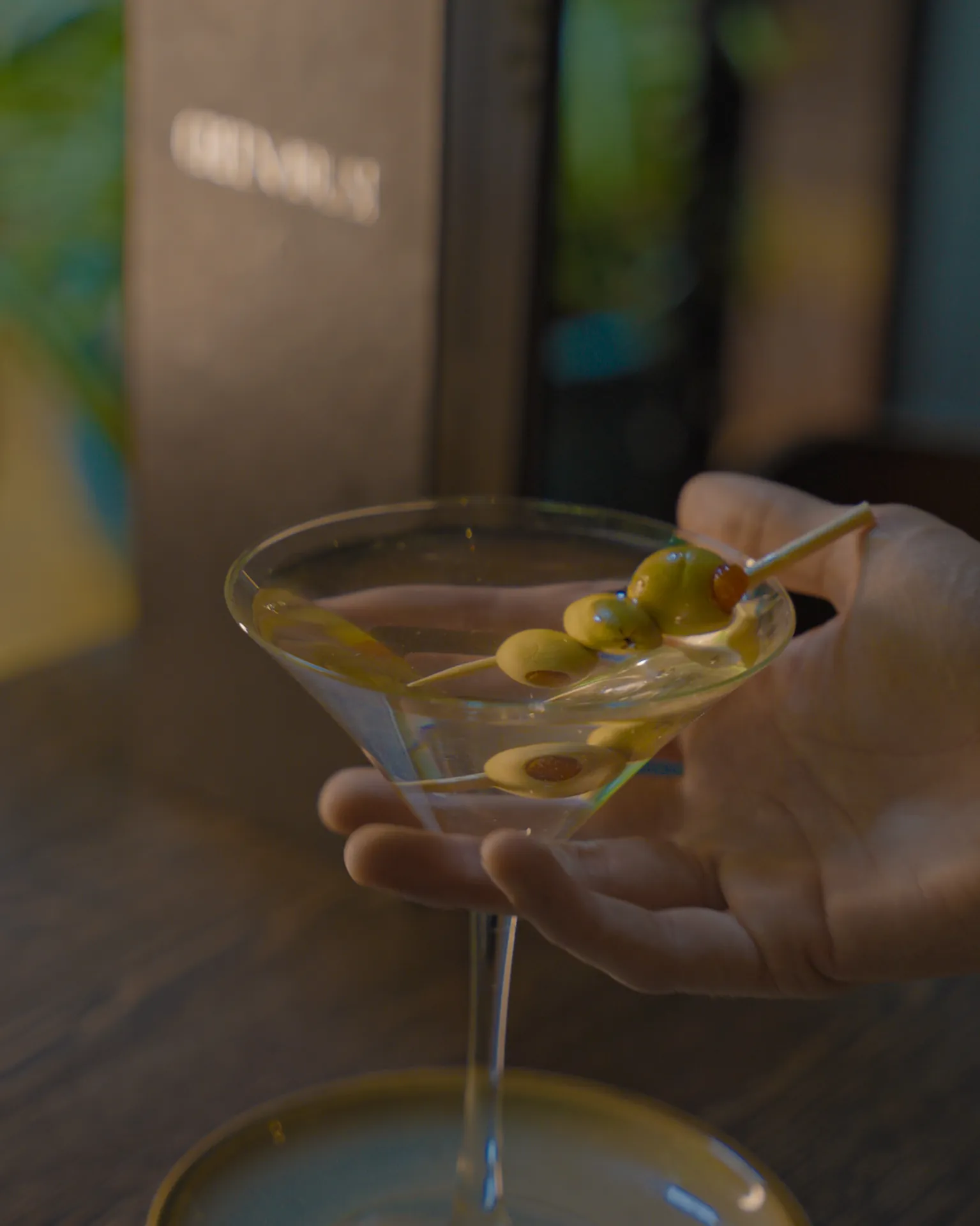 Dirty martini with olives at GreenHouse in New Hope, PA